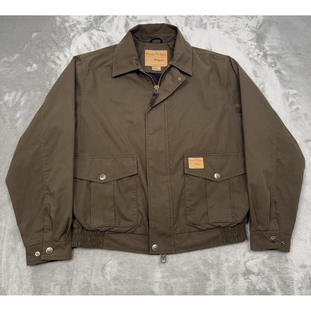Powder River Jacket Mens Medium Brown Western Yoke Bomber Coat Work Chore Barn